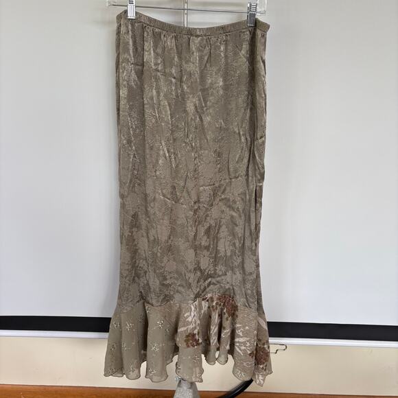 Vintage Whimsygoth Neutral Patchwork Midi Skirt Ethereal 90s Floral Garden - Picture 4 of 6